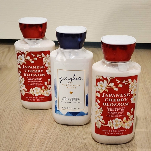 Bath & Body Works Other - 🎄BATH & BODY WORKS Lotion Set Of 3 Japanese Cherry Blossom Gingham